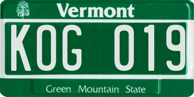 VT license plate KOG019