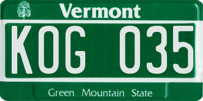 VT license plate KOG035