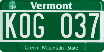 VT license plate KOG037