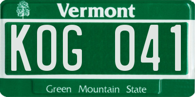 VT license plate KOG041