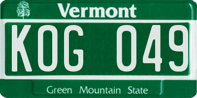 VT license plate KOG049