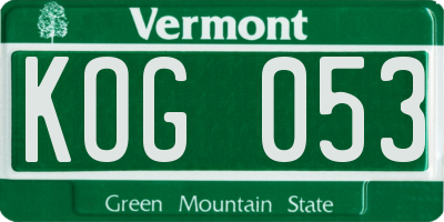 VT license plate KOG053
