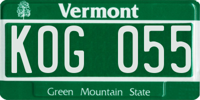VT license plate KOG055