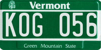 VT license plate KOG056