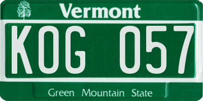 VT license plate KOG057