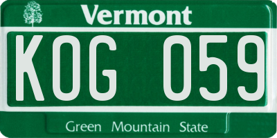 VT license plate KOG059