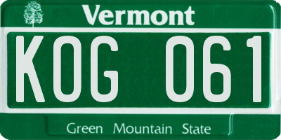 VT license plate KOG061