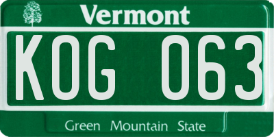 VT license plate KOG063