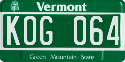 VT license plate KOG064