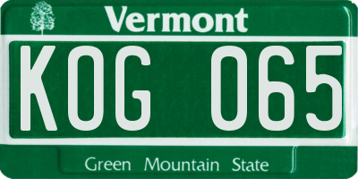 VT license plate KOG065