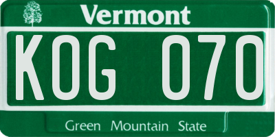 VT license plate KOG070