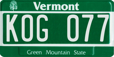 VT license plate KOG077