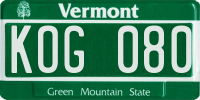 VT license plate KOG080
