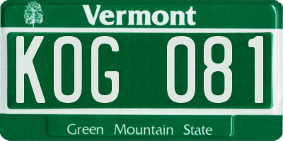 VT license plate KOG081