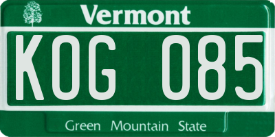 VT license plate KOG085