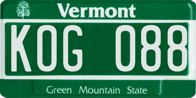 VT license plate KOG088