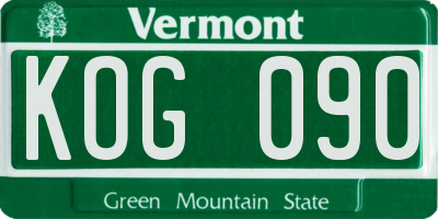 VT license plate KOG090
