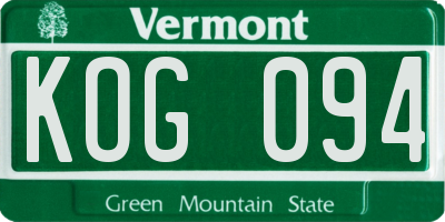 VT license plate KOG094