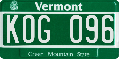 VT license plate KOG096