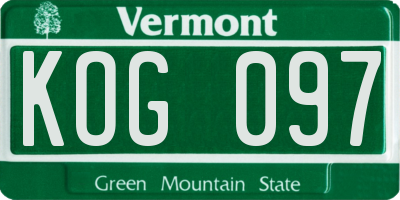VT license plate KOG097