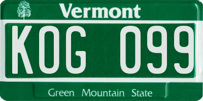 VT license plate KOG099