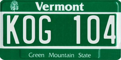 VT license plate KOG104