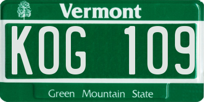 VT license plate KOG109