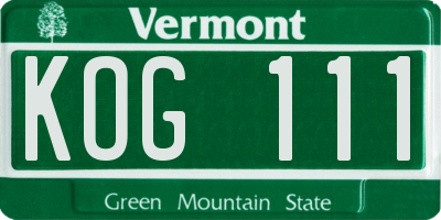 VT license plate KOG111