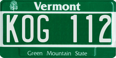 VT license plate KOG112