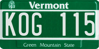 VT license plate KOG115