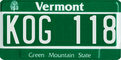 VT license plate KOG118