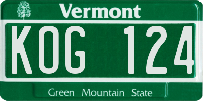 VT license plate KOG124
