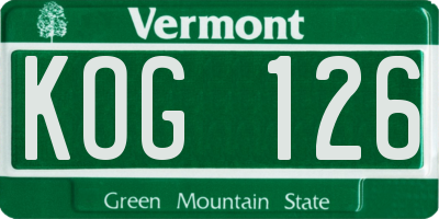 VT license plate KOG126
