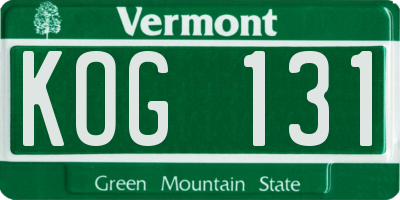 VT license plate KOG131