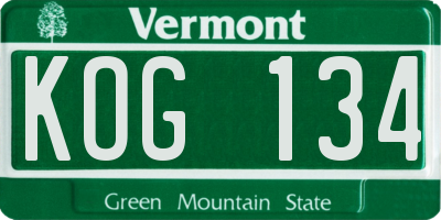 VT license plate KOG134