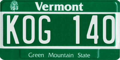 VT license plate KOG140
