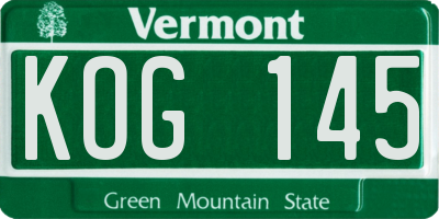 VT license plate KOG145