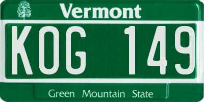 VT license plate KOG149