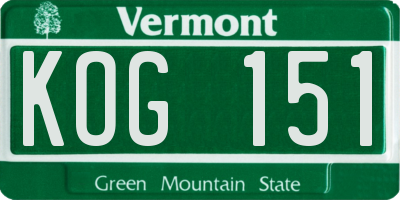 VT license plate KOG151
