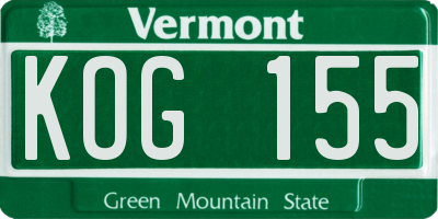 VT license plate KOG155