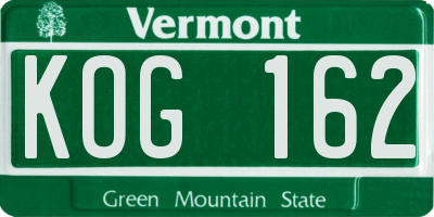VT license plate KOG162