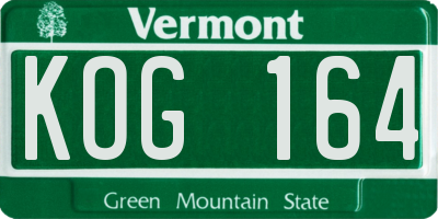 VT license plate KOG164
