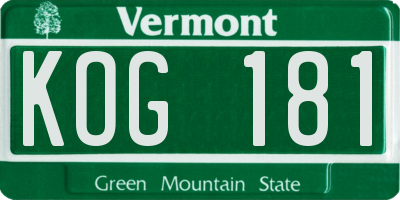 VT license plate KOG181