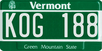 VT license plate KOG188