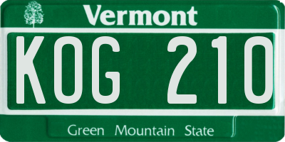 VT license plate KOG210