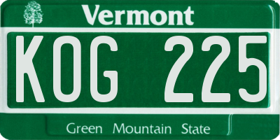 VT license plate KOG225