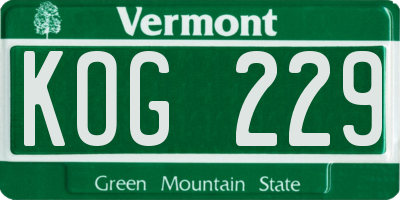 VT license plate KOG229