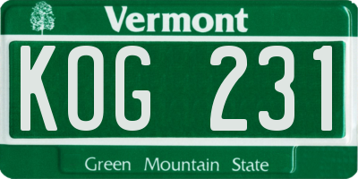 VT license plate KOG231