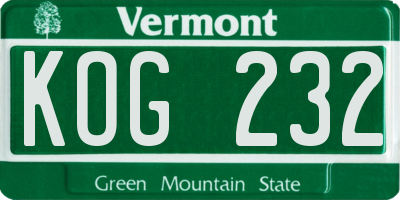 VT license plate KOG232