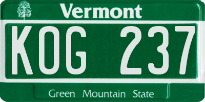 VT license plate KOG237